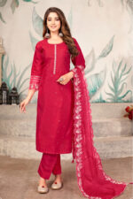Rani Chanderi Suit Set with Dupatta