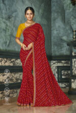 Laxmipati Bansuri Chiffon Red Saree