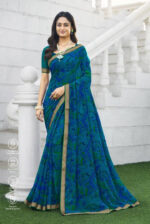 Laxmipati Bansuri Georgette Blue Saree