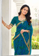 Laxmipati Bansuri Georgette Blue Saree