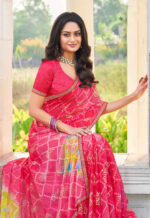 Laxmipati Bansuri Chiffon Butti Pink Saree