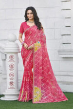 Laxmipati Bansuri Chiffon Butti Pink Saree
