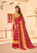 Laxmipati Red Chiffon Saree