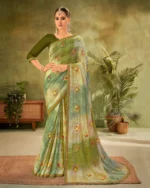 Angoor green chiffon saree