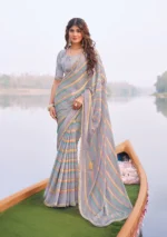 Laxmipati grey chiffon saree
