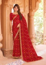 Laxmipati Madhubala Red Saree