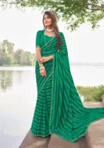 green georgette saree