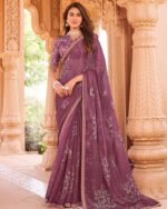 magenta chiffon saree