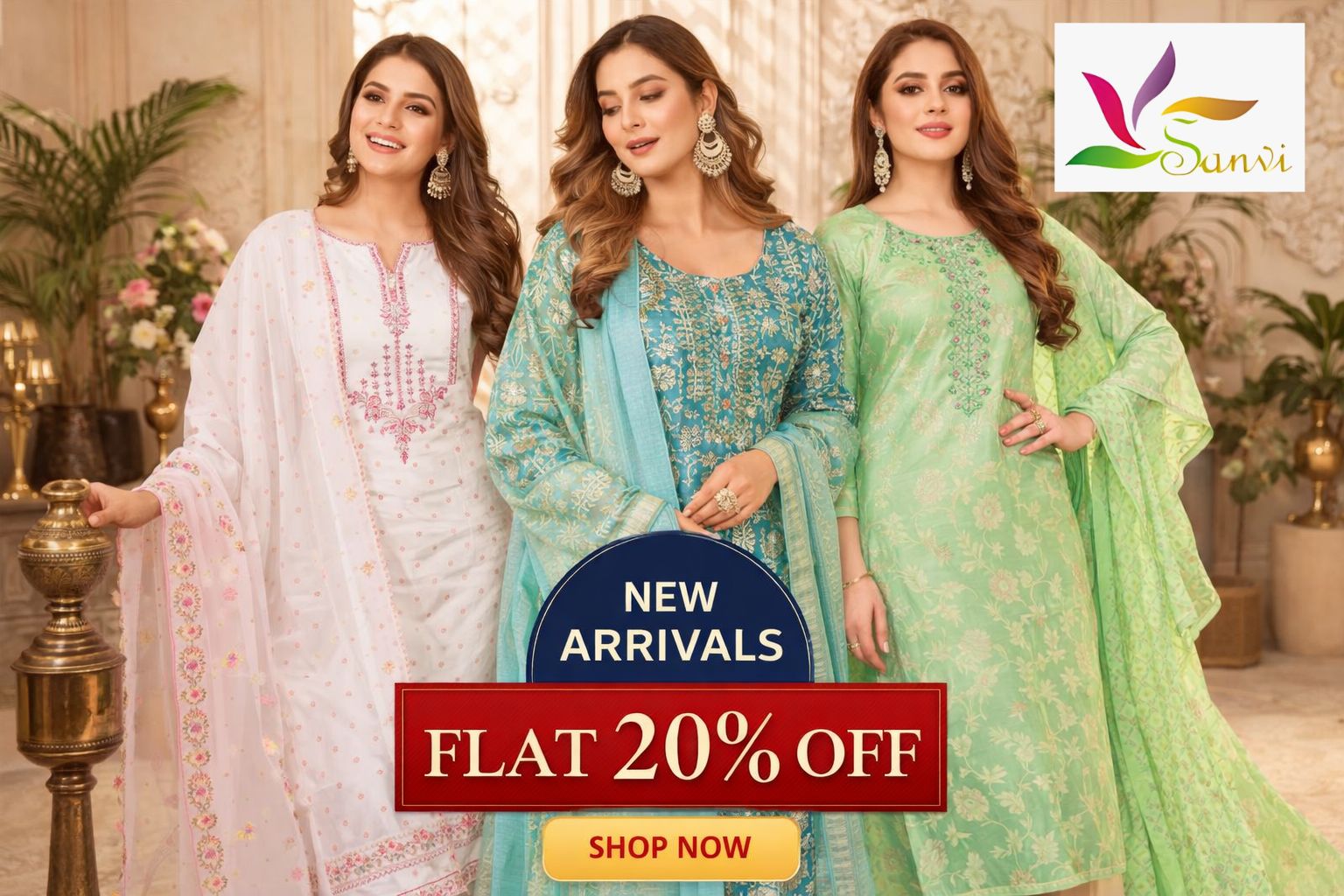 latest chanderi silk suits designs with flat 20 percent off offer for women