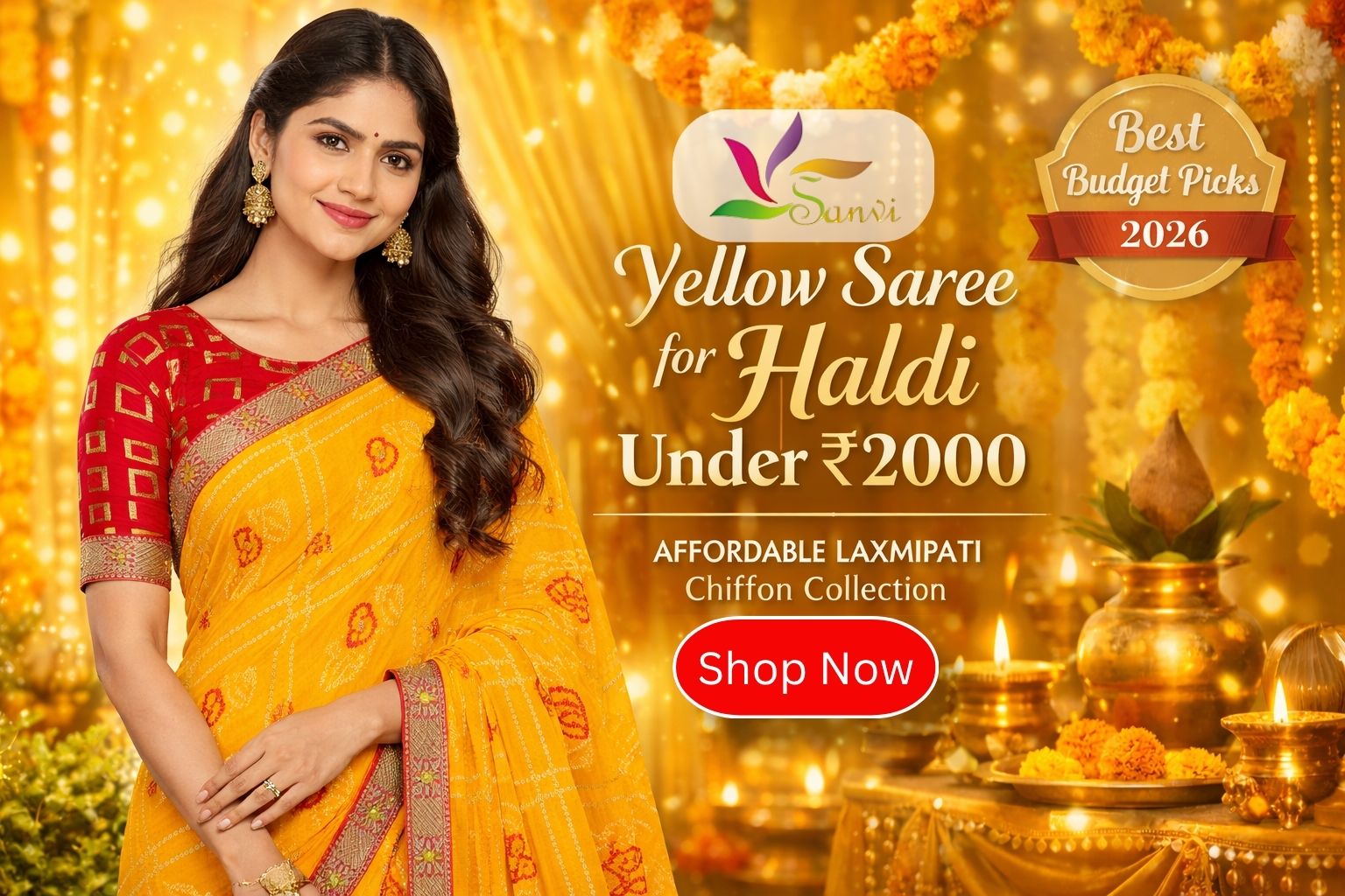 yellow saree for haldi under 2000 with laxmipati chiffon saree design