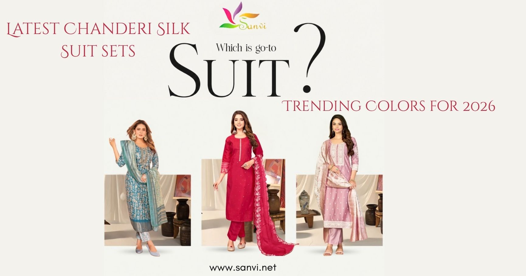 Latest Chanderi Silk Suit Sets in trending colors for 2026 featuring elegant designer Chanderi silk suits for women.